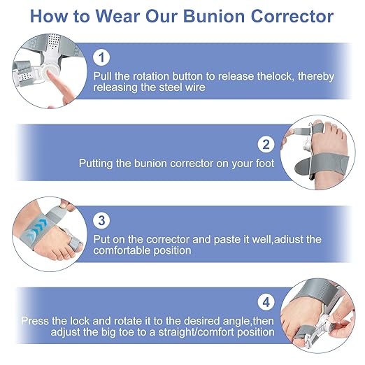 Bunion Corrector for Women Men, Adjustable Bunion Fix for Big Toe Separation Pain Relief with Non Slip Big Toe Separators, Orthopedic Bunion Splint for Left/Right Feet Hallux Valgus Relief (1PCS)
