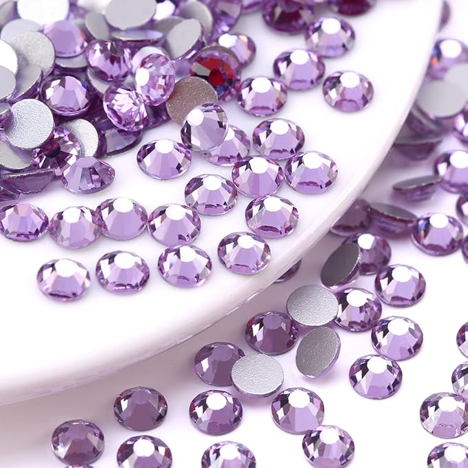 Novani Rhinestones 3000Pcs Flatback Crystal Round Loose Gemstones Glass Rhinestones for Crafts Makeup Nail Art Clothes Shoes DIY Decorations(SS6, 1.9-2.0mm,Lavender)