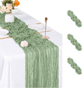 3 Pack Sage Green Cheesecloth Table Runner, 17 x 108 inch, Semi Sheer Boho by ACSUIT