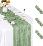 3 Pack Sage Green Cheesecloth Table Runner, 17 x 108 inch, Semi Sheer Boho by ACSUIT