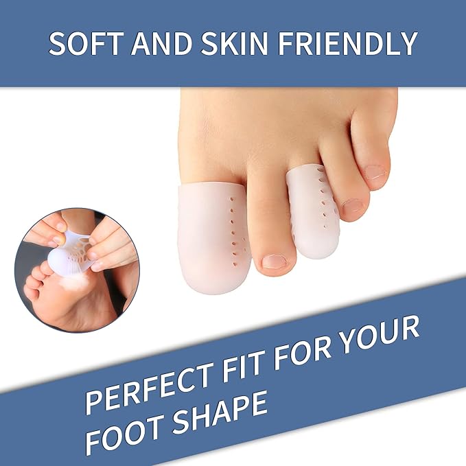 8 Pairs Big Toe Protector Gel Hammer Toe Cap Silicone Toe Cover Sleeves with Holes Breathable Toe Sleeves for Blisters Corns Ingrown Toenails Reduce Friction Calluses
