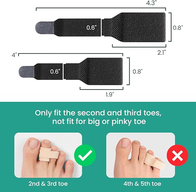 Welnove Hammer Toe Straightener - 8 Pack Broken Toe Wraps - Hammer Toe Corrector for Women - Toe Splints for Crooked Toes, Curled Toes, Bent Toes - (Multi-Size, Black)
