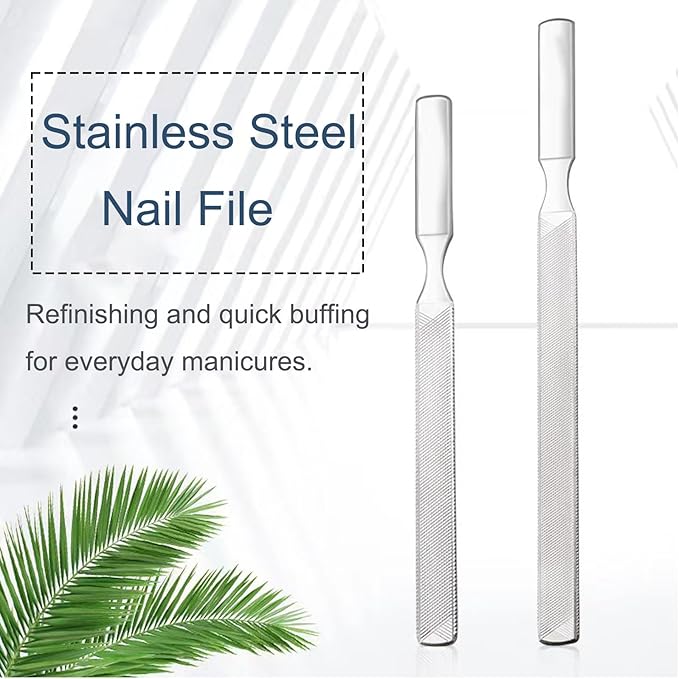 Diamond Dust Nail File - Stainless Steel Nail Dresser Nail Buffering Files - 9 Inch (5inch- 130-4)