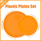 PULOTE 100PCS Orange Plastic Plates - Image 2
