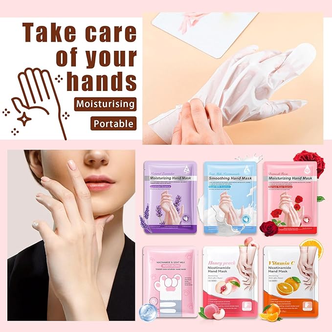 12PCS Hand Mask for Dry Cracked Hands,Nourishing Moisturizing Gloves,Hands Moisturizer for Deep Moisturizing,Silky Smooth Gloves,Hand Care Mask Set(A)