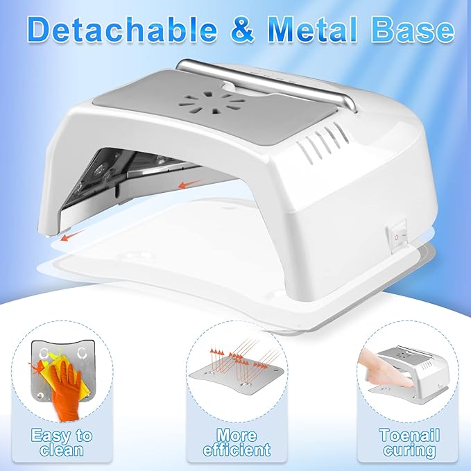 Professional UV Led Nail Lamp Cordless, 72W UV Lights for Gel Nails with Fan, IMENE Rechargeable Nail Dryer with Portable Handle Perfect for Salon Home Nail Art (White)