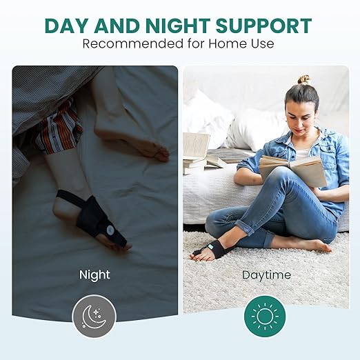 Welnove Bunion Corrector - Orthopedic Bunion Splint - Big Toe Separator Pain Relief for Women & Men - Bunion Correction Toe Straightener with Non-slip Strap, Day Night Support (Black, 2 Count)