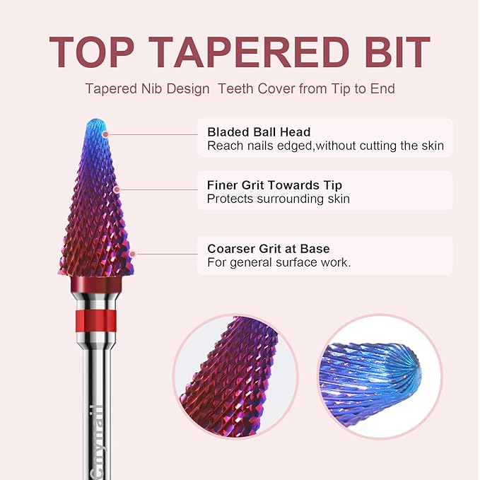 3/32" 2PCS Clean Umberllas Bits Fine Grit Carbide Cuticle Cleaner Bit for Electric Nail Drills – Professional Manicure Tool for Nail Salons and Home Use (F Grit. Purple)