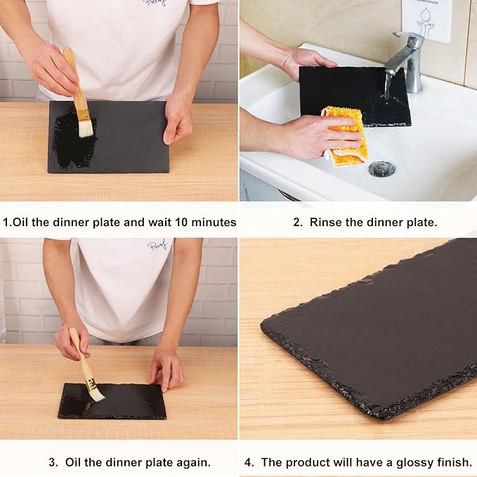10 Pack 10 x 6 Inch Slate Cheese Boards, Black Rectangle Slate Charcuterie Boards, Natural Charcuterie Stone Plates for Parties, Gifts, and Special Events, Cheese, Sushi, Food.