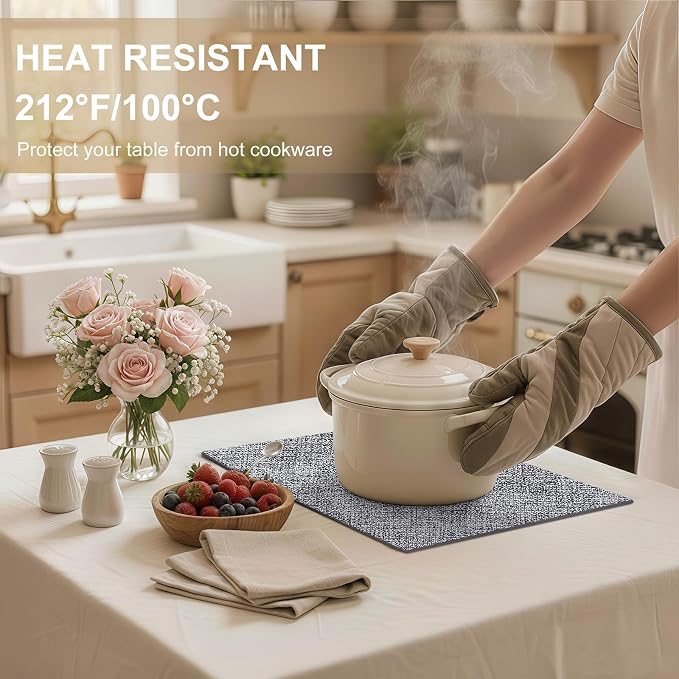 Faux Leather Heat Resistant Placemats 6 Packs, Waterproof Wipeable Dining PU - Image 3