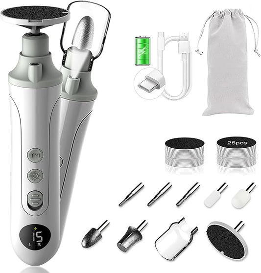 Electric Foot Callus Remover,Cordless Electric Foot File with LED Light,5000RPM-Faster Callus Remover for Feet,8-in-1 Foot Scrubber Perfect for Dead,Hard Cracked Dry Skin,Thick Toenail Ideal Gift