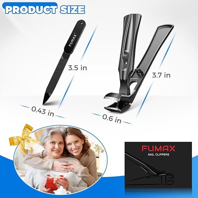 Toenail Clippers for Thick Toenails, Large Toe Nail Clippers for Men Seniors Thick Nails, Heavy Duty Nail Clippers with Catcher, No Splash Fingernail Clipper Nail Cutter Gifts for Men Women Adult
