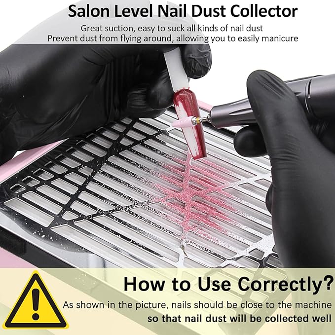 AONOLOVO Nail Dust Collector Machine, Upgraded Powerful Nail Vacuum Suction Fan Dust Extractor Manicure Tool for Acrylic Nail Poly Nail Extension Gel Removal, Pink