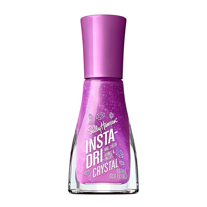 Sally Hansen Insta-Dri Crystal Nail Polish | Quick Dry, Long Lasting, Streak-Free Shine | Opaque, Shimmery | 120 Party Prism | Holographic Lilac Nail Color