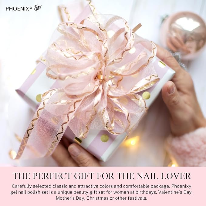 PHOENIXY 51 PCS Gel Nail Polish Kit with U V Light, 35 Colours Gel Polish with 5 Pcs Base Top Coat Manicure Starter Nail Polish Set Gifts for Women ST9012