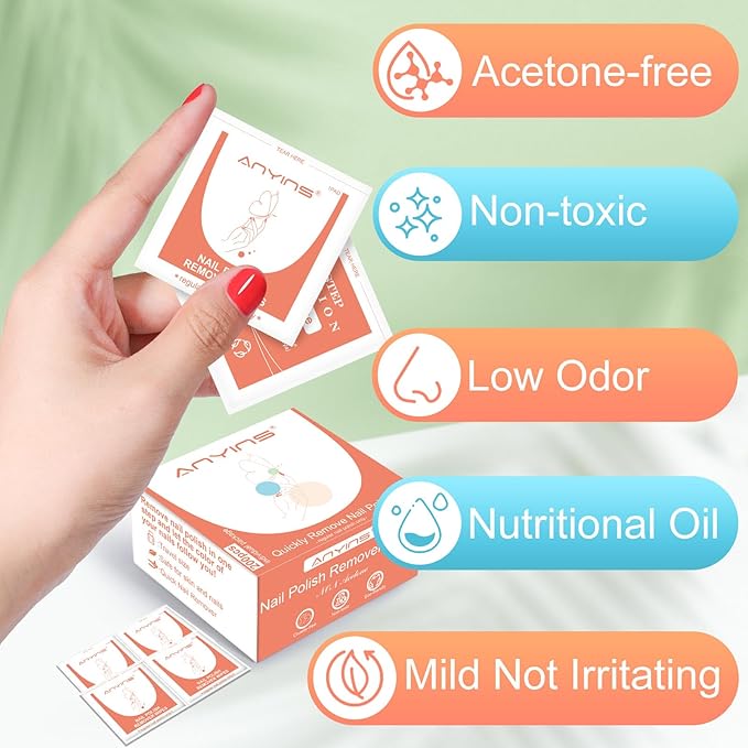 Nail Polish Remover Pads，200PCS Fast Remove Nail Polish Remover Wipes with Nutrition Oil Individually Wrapped Professional Nail Salon and Home Use