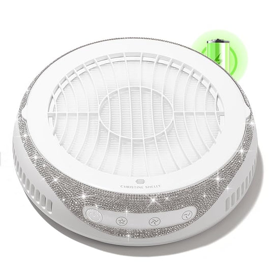 Nail Dust Collector, Cordless Dust Collector Nail Tech, Powerful Vacuum Fan Vent Dust Collector Extractor Dust Suction Machine for Acrylic Nails Polishing, Nail Salon&Home, white