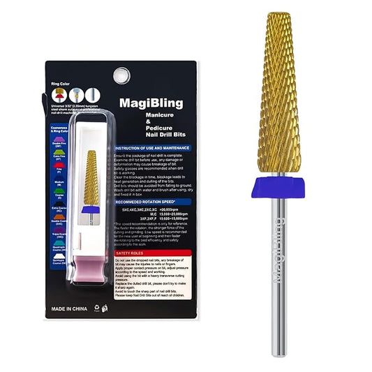 24mm Super Long 5 in 1 Nail Drill Bits, Professional 3/32'' Tungsten Carbide Bits, Fast Gel Removal for Long Acrylic Nails, Left Right Hand Use, Manicure Cuticle Hard Gel Polishing, Medium