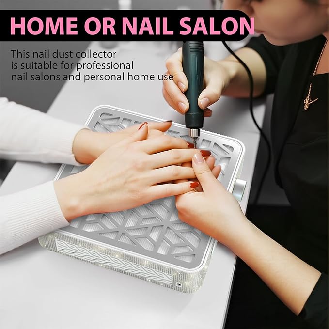 Nail Dust Collector, Powerful Vacuum Fan Vent Dust Collector Extractor Dust Suction Machine for Acrylic Nails Polishing, Nail Salon,Ab Diamond