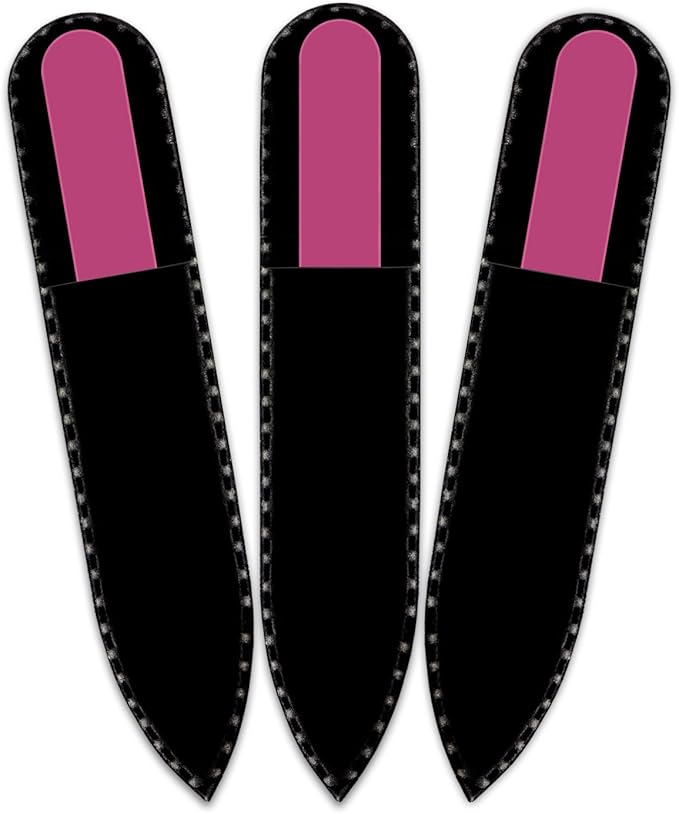Color Crystal Nail File in Black Pouch - Small/Purse Size - Czech Tempered Glass - Handmade in Czech Republic