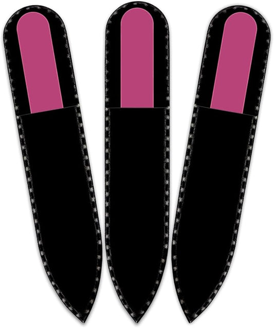 Color Crystal Nail File in Black Pouch - Small/Purse Size - Czech Tempered Glass - Handmade in Czech Republic