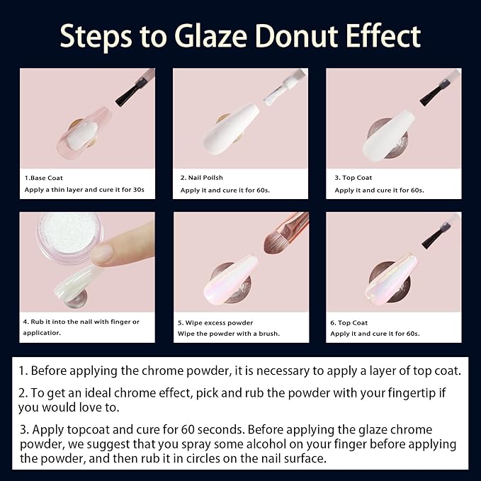 Allstarry Glaze White Chrome Nail Powder Metallic Sheer Donut Effect Aurora Magic Nail Glitter Powder Transparent Glossy Nail Powder Ice Aurora Dust Nail Powder for Nail Art Decoration Resin Craft