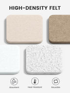 Fluxynara Felt Coasters with Holder, Stone Beige | Square Felt Coasters - Image 3