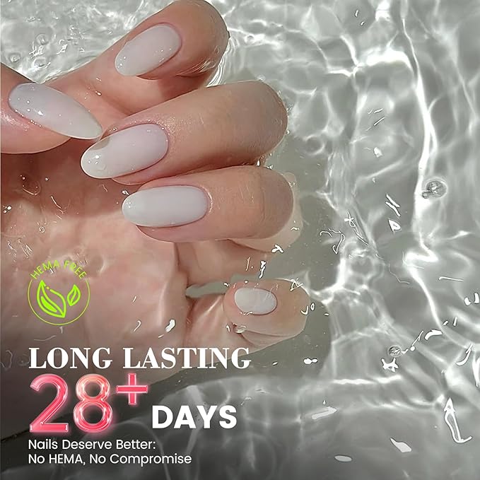 Milky White Jelly Nude Gel Polish, 18 ML HEMA-Free One Step Gel Nail Polish 3-in-1, Sheer White Gel Polish for Women Girls Gift, Translucent Color Soak Off U V Gel Nail Manicure Salon DIY