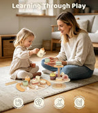 Tea Sets for 3-5 Girl Birthday Gift 3 Year Old Cupcake Toy | Wooden Play Food - Image 5