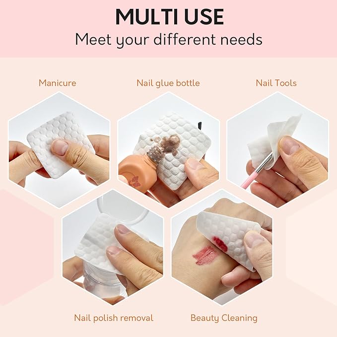 540PCS Lint Free Nail Wipes- Wavy Pattern Nail Polish Remover Pads- Lint Free Wipes for Nail Polish, Eyelash Extensions, Nail Art- Prep Wipes for Manicure and Pedicure