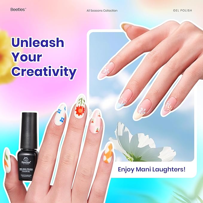 Beetles 25 Colors Gel Nail Polish Set, 32PCS Yellow Orange Gel Polish Rustic Sonata with Base Coat Glossy & Matte Top Coat White Blue Pink DIY Salon Soak Off UV Led Nails Gifts for Women