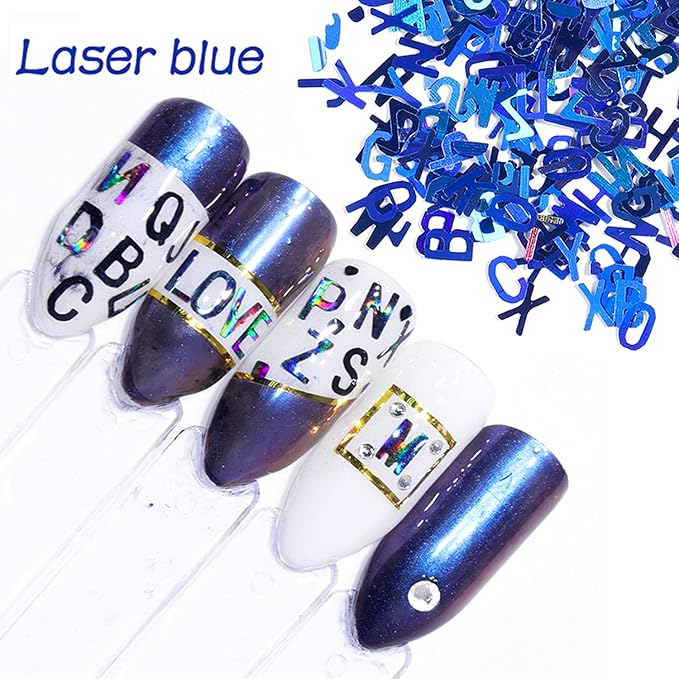 12 Colors Letters Nail Art Glitters Sequins Laser Gold 3D Flakes Alphabet Designs Accessories for Women Girls Manicure Tips Decorations Shine Stickers Decals