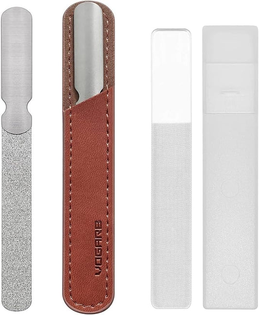 Diamond Nail File for Natural Nails, 4.6 Inch Double Sided 180 Grits Emery Boards Metal Toe Nail Files for Thick Toenails and Fingernail (1 Pack)