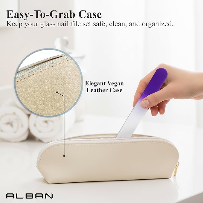 Alban Czech Glass Nail File Parent (Purple & Plum, 5, Count, 180/240 Grit)