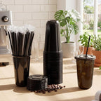 Ziliny 50 Sets 18oz Black Plastic Cups - Image 2