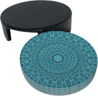 6 Pcs Mandala Turquoise Teal Blue Green Leather Coasters - Image 4