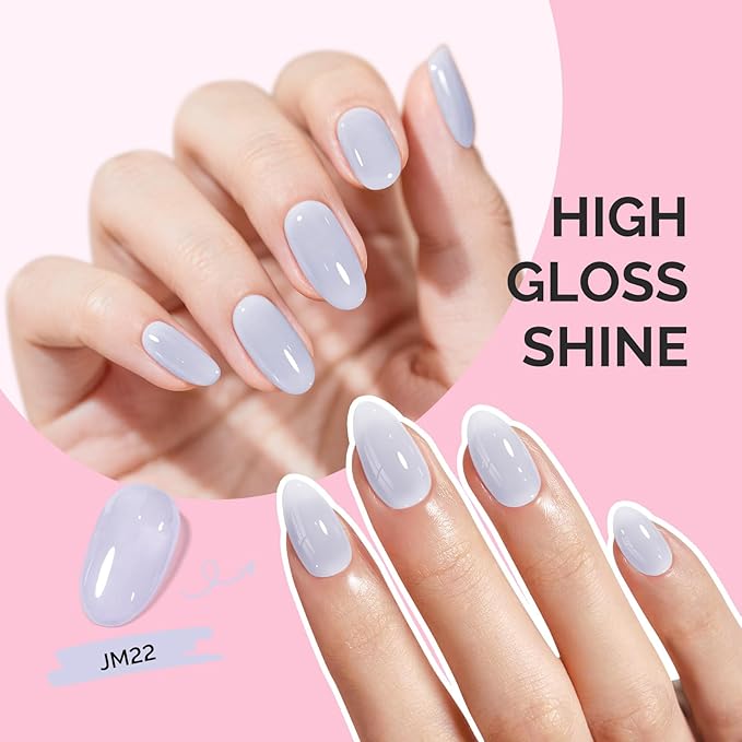MelodySusie Jeweliver White Jelly Gel Polish, 0.5Fl Oz Milky White Lavender Gel Nail Polish Sheer Translucent Nude Soak Off UV LED Light Cure Gift for Women Manicure Nail Art DIY at Home JM22