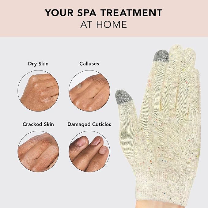 Kitsch Moisturizing Gloves Overnight for Dry Hands Treatment, for Women & Men | Soft Hydrating & Infused Gel Spa Gloves for Kids, One Size Fits Most, Washable & Reusable Pair