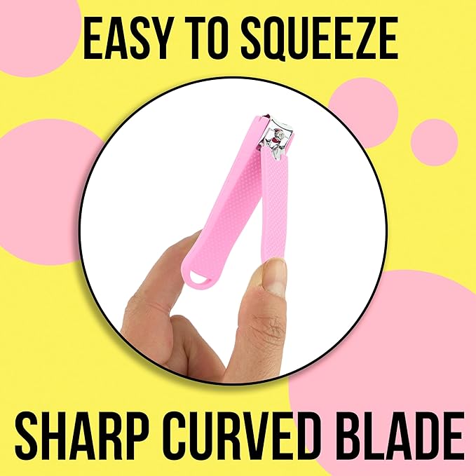 2pc Nail Clipper Set - Big & Small Precision Nail Clippers Value Pack, Water-Resistant Pink Nail Clippers with Comfortable Silicone Grip (Fuchsia)