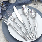 Silverware Set 60-Piece Bamboo Pattern Service - Image 6