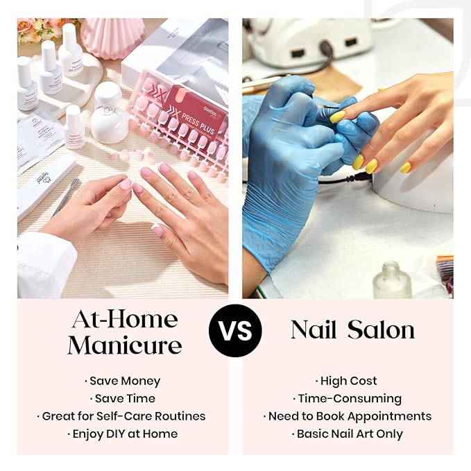 Beetles X Press Plus On Nails Kit-Short Square French Tip Press On Nails Kit with 150Pcs Pink French Nail Tips Nail Glue & Remover Builder Top Coat Nail Lamp,All-in-One DIY Fake Nails Gift for Women