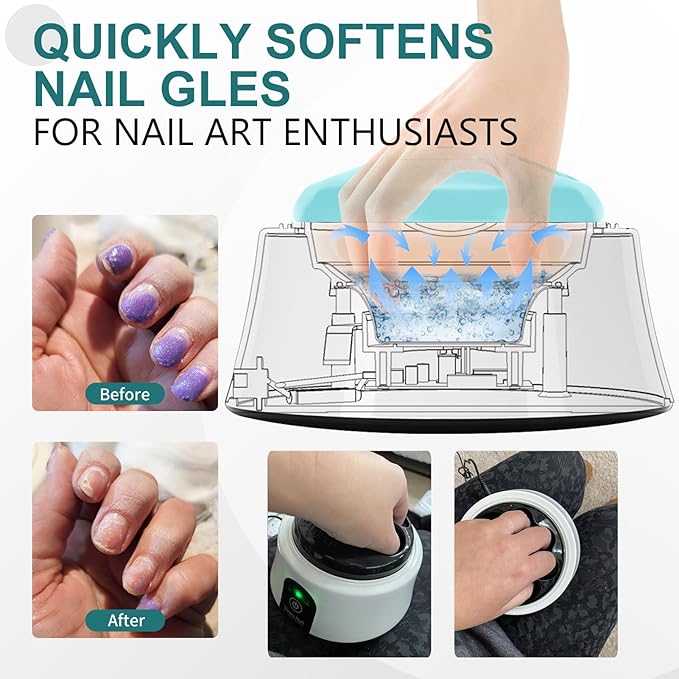 Nail Soaking Bowl, Electric Soak off Bowl Manicure Soaker Nail Polish Remover Machine with Color Cuticle Nail Pusher for Gel Polish, Acrylic Nails, Dip Powder Removal, Blue