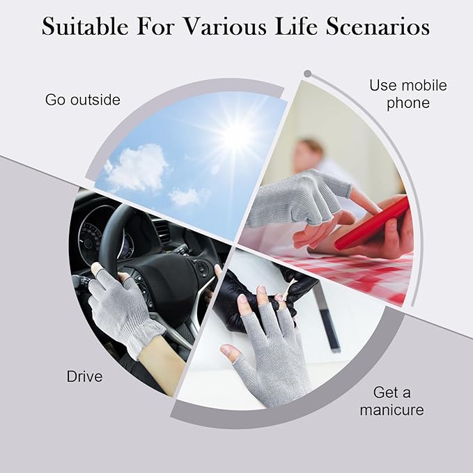 MIG4U Fingerless Moisturizing Gloves, Half Finger Touchscreen Beauty Glove for Eczema, SPA, Dry Hands, Skin Treatment, Summer Sun UV Protection (S/M, Gray-1pair)