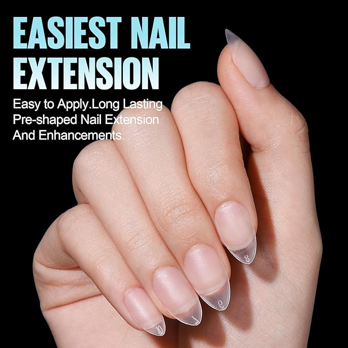 TOMICCA Short Almond Nail Tips, 360Pcs Full Cover Double Sided Matte Gel Nails,15 Sizes Acrylic Short Fake Nails for Nail Extensions Home Diy Salon