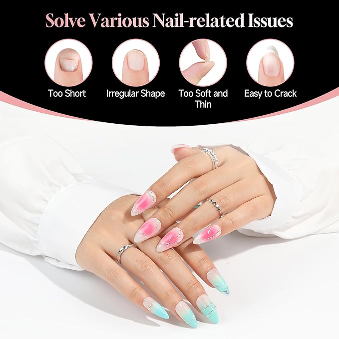Medium Stiletto Nail Tips: 240 Pcs Full Cover Almond Shape False Nail Acrylic Soft Gel Nails Tips Clear Stiletto Press on Tips Pre-buffed for Nail Art Extension Salon Home DIY 12 Sizes