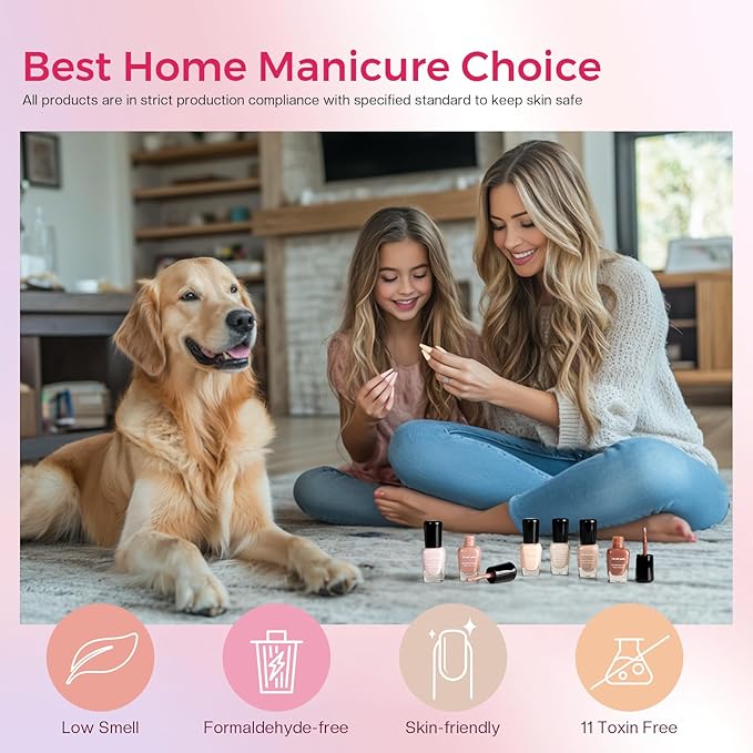 Morovan Nude Nail Polish Set: 6PC Neutral Pink Milky Skin Color Nail Polish Kit Pale Beige Cream Taupe Tan Brown Natural Mini Summer Manicurist Beautify Women Girls Gift