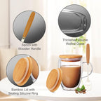4 Pack 12oz Double Walled Glass Coffee Mugs - Image 3
