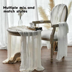 Artoid Mode Boho Cheesecloth Gauze Ivory Wedding Table Runner, 120 Inch - Image 4