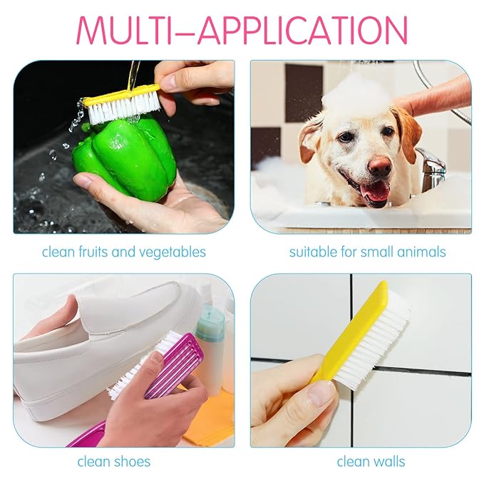 Patelai 30 Pcs Nail Scrubber Brushes Bulk Handle Grip Manicure Brushes for Cleaning Fingernails Pedicure Cleaning Brush for Toes and Fingernail Cleaning(Solid Colors)
