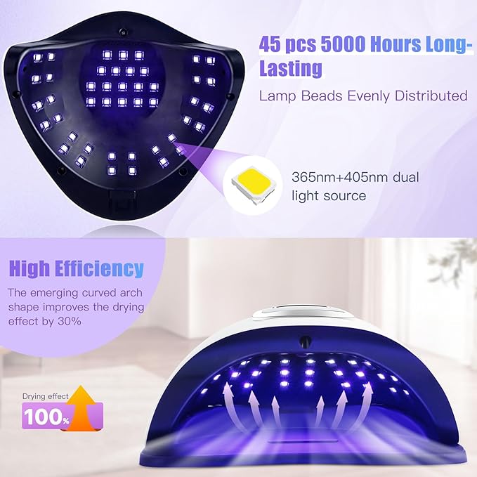 Wisdompark UV LED Nail Lamp 280W, UV Light for Gel Nails with 66Pcs Lamp Beads and Automatic Sensor/4 Timer Settings Professional Nail Dryer for Gel Polish Manicure Art Tools for Home Salon